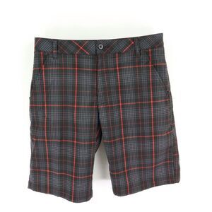 FILA Sport Golf‎ Shorts Mens Size 34 Black Checks Polyester Pockets Flat Front